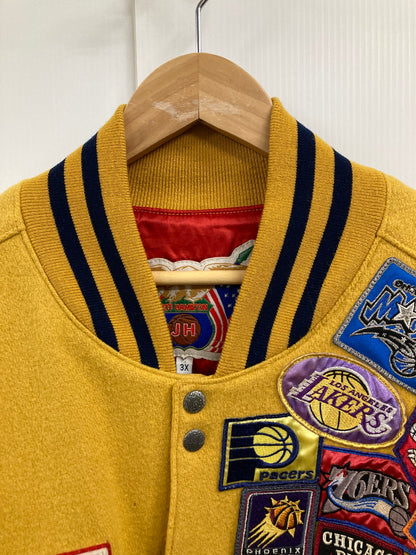 【中古品】【メンズ】  JEFF HAMILTON ジェフ・ハミルトン NBA ALL-STAR VARSITY JACKET NBAオールスター バーシティージャケット アウター スタジャン 146-250128-jt-09-min サイズ：3X カラー：イエロー 万代Net店