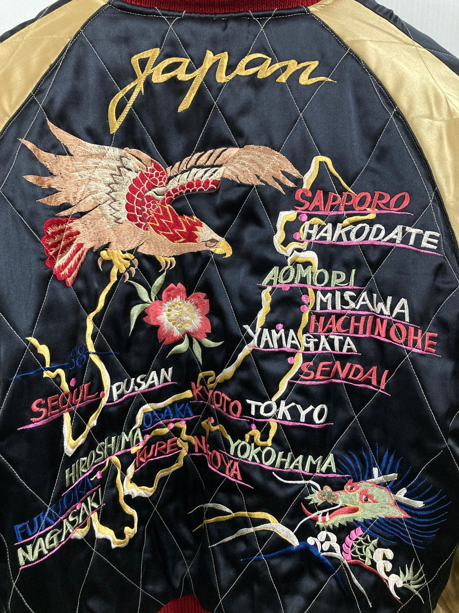 【中古品】【メンズ】  TAILOR 東洋 RIVERSIBLE SOUVENIER JACKET WHITE TIGER×JAPAN MAP  M18427 テイラー東洋 リバーシブル スーベニア ジャケット アウター スカジャン  145-250128-jt-02-min サイズ：M カラー：ネイビー/ブラック 万代Net店