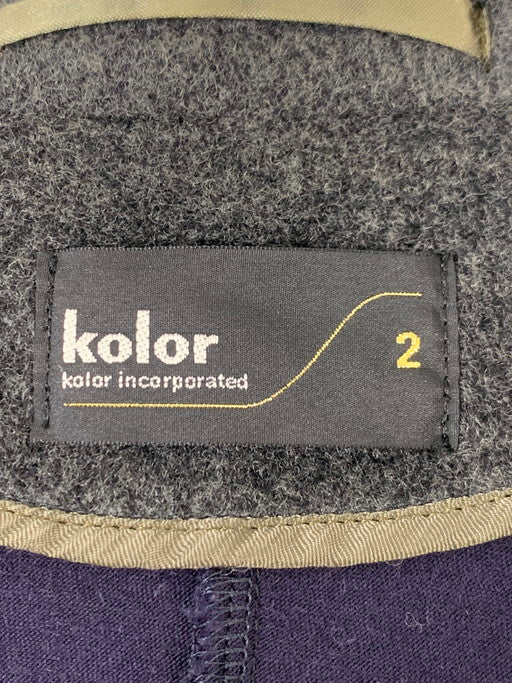 【現状渡し品】【メンズ】 kolor カラー WOOL切替JACKET ウール切り替えジャケット アウター 140-250130-me-20-min サイズ：2 カラー：グレー/ネイビー 万代Net店