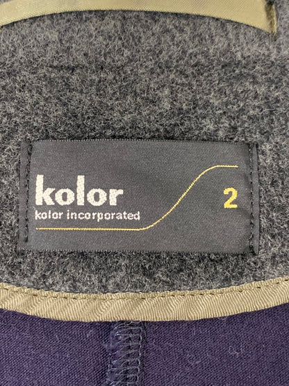 【現状渡し品】【メンズ】 kolor カラー WOOL切替JACKET ウール切り替えジャケット アウター 140-250130-me-20-min サイズ：2 カラー：グレー/ネイビー 万代Net店