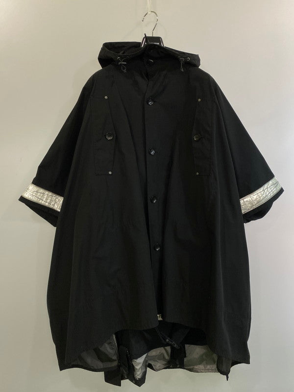 【中古品】【メンズ】 JUNYA WATANABE COMME des GARCONS MAN ジュンヤワタナベコムデギャルソンマン WB-J003 18AWリフレクターポンチョ 140-250129-AS-1-min サイズ：S カラー：ブラック/ホワイト 万代Net店