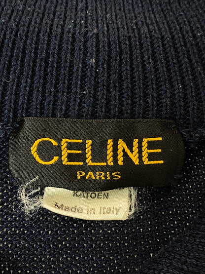 【中古品】【メンズ】 CELINE セリーヌ CHAIN DESIGN KNIT ニット セーター 141-250129-AS-4-min サイズ：52 カラー：ネイビー/ホワイト 万代Net店