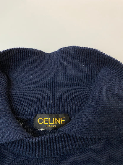 【中古品】【メンズ】 CELINE セリーヌ CHAIN DESIGN KNIT ニット セーター 141-250129-AS-4-min サイズ：52 カラー：ネイビー/ホワイト 万代Net店