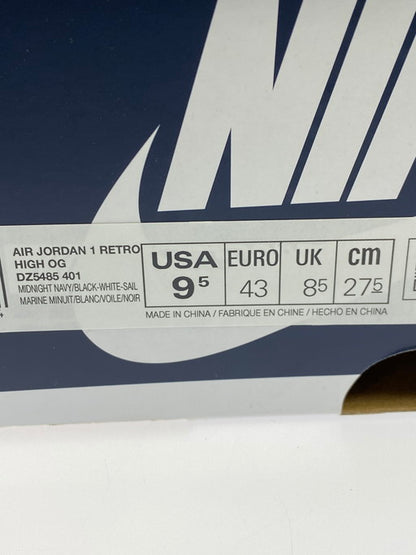 【中古美品】【メンズ】 NIKE ナイキ DZ5485-401 AIR JORDAN 1 RETRO HIGH OG エア ジョーダン 1 レトロ ハイ スニーカー シューズ 靴 160-250131-me-03-min サイズ：27.5cm US9.5 カラー：MIDNIGHT NAVY/BLACK-WHITE-SAIL 万代Net店