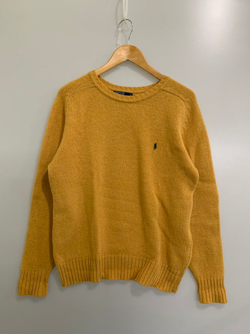 【中古品】【メンズ】 POLO RALPH LAUREN ポロ・ラルフローレン PURE SHETLAND セーター ピュア シェットランド ニット トップス 146-250130-me-16-min サイズ：L カラー：マスタード 万代Net店