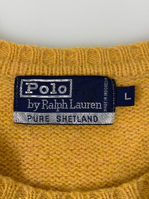 【中古品】【メンズ】 POLO RALPH LAUREN ポロ・ラルフローレン PURE SHETLAND セーター ピュア シェットランド ニット トップス 146-250130-me-16-min サイズ：L カラー：マスタード 万代Net店