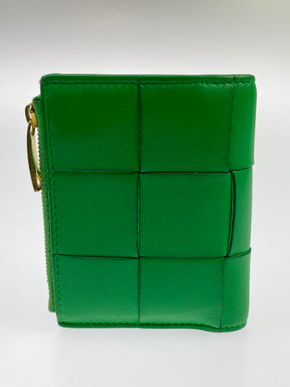 【中古品】【レディース】 BOTTEGAVENETA ボッテガヴェネタ スモール カセット 二つ折りファスナーウォレット 742698  財布 二つ折り財布 181-250204-jt-16-min カラー：パラキート/グリーン 万代Net店