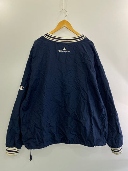 【中古品】【メンズ】 Champion チャンピオン SWIFT&COMPANY 企業ロゴ NYLON PULLOVER ナイロン プルオーバー ジャケット Vネック メンズ  146-250131-em-06-min サイズ：XXL カラー：ネイビー 万代Net店