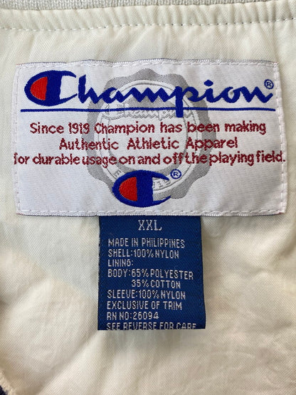 【中古品】【メンズ】 Champion チャンピオン SWIFT&COMPANY 企業ロゴ NYLON PULLOVER ナイロン プルオーバー ジャケット Vネック メンズ  146-250131-em-06-min サイズ：XXL カラー：ネイビー 万代Net店