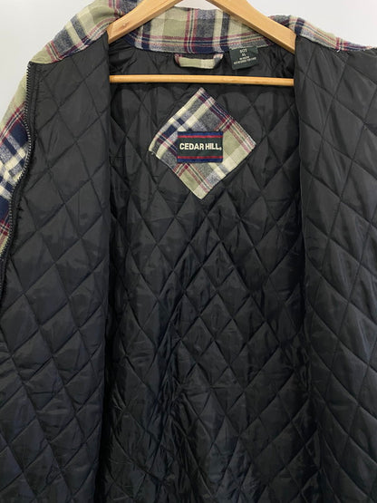 【中古品】【メンズ】  CEDAR HILL シダーヒル CHECK LS JACKET  90S タータンチェック 総柄 裏ボア ジャケット アウター メンズ 146-250131-em-05-min サイズ：XL カラー：グレー/ネイビー 万代Net店