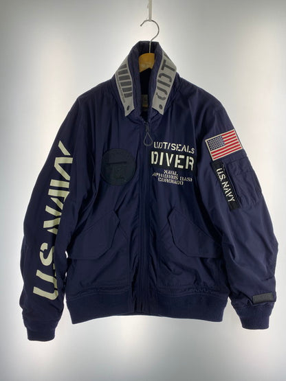 【中古品】【メンズ】 AVIREX アヴィレックス TYPE CWU JACKET FROGMAN タイプ CWU ジャケット フロッグマン  アウター ナイロンジャケット   145-250218-jt-05-min サイズ：L カラー：ネイビー 万代Net店