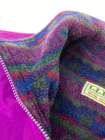 【中古品】【メンズ】 L.L.Bean エルエルビーン 80-90'S WARM UP JACKET 80～90年代 ウォームアップジャケット 裏地フリース ナイロンジャケット メンズ アウター 146-250205-em-03-min サイズ：M カラー：レッドパープル 万代Net店