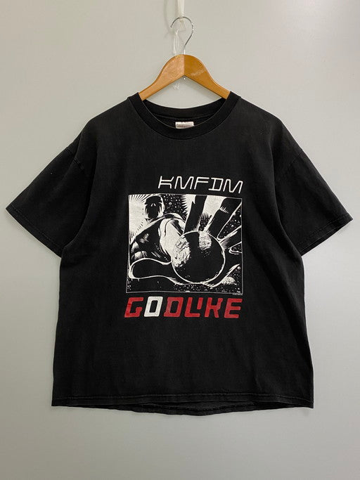 【中古品】【メンズ】  KMFDM ケイ・エム・エフ・ディー・エム 90S GODLIKE TEE 半袖Tシャツ トップス 146-250206-ks-05-min サイズ：L カラー：ブラック 万代Net店