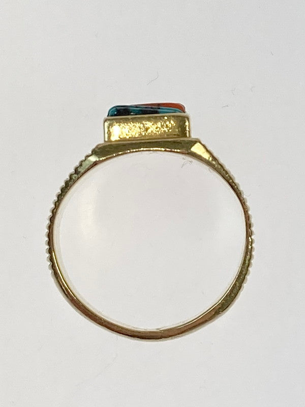 【中古品】【メンズ/レディース】  ZUNI GOLD RING ズニ族 ゴールド リング 指輪 191-250213-jt-03-min サイズ：14号 カラー：ゴールド 万代Net店