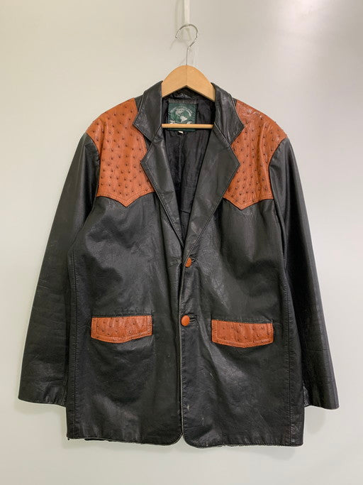 【現状渡し品】【メンズ】 USED DESIGN LEATHER JACKET デザイン レザージャケット アウター 146-250307-me-36-min サイズ：M カラー：ブラック 万代Net店