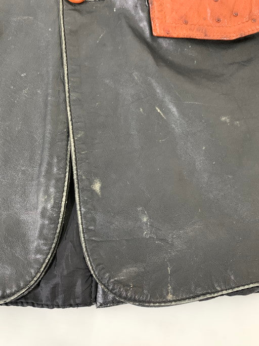 【現状渡し品】【メンズ】 USED DESIGN LEATHER JACKET デザイン レザージャケット アウター 146-250307-me-36-min サイズ：M カラー：ブラック 万代Net店