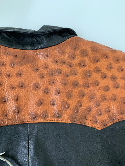 【現状渡し品】【メンズ】 USED DESIGN LEATHER JACKET デザイン レザージャケット アウター 146-250307-me-36-min サイズ：M カラー：ブラック 万代Net店