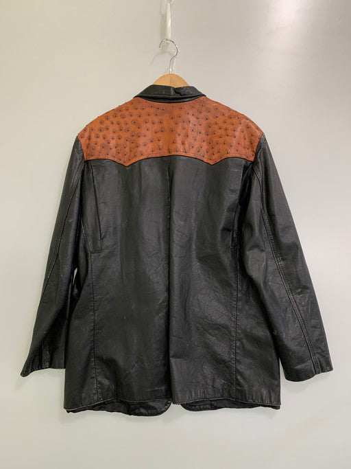 【現状渡し品】【メンズ】 USED DESIGN LEATHER JACKET デザイン レザージャケット アウター 146-250307-me-36-min サイズ：M カラー：ブラック 万代Net店