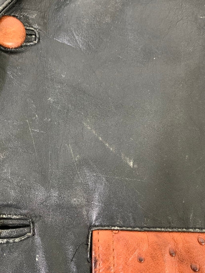 【現状渡し品】【メンズ】 USED DESIGN LEATHER JACKET デザイン レザージャケット アウター 146-250307-me-36-min サイズ：M カラー：ブラック 万代Net店