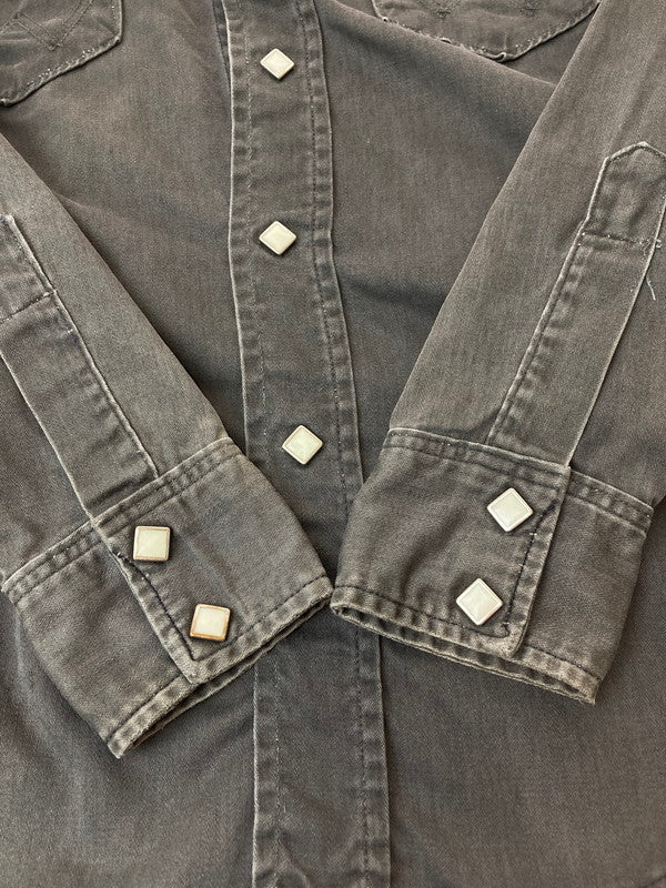 【中古品】【メンズ】 Wrangler ラングラー BLUEBELL 60S STUDS SHIRT BLACK 縦ベル スタッズ シャツ 長袖シャツ メンズ ウエスタンシャツ 146-250205-em-22-min サイズ：16 カラー：ブラック 万代Net店