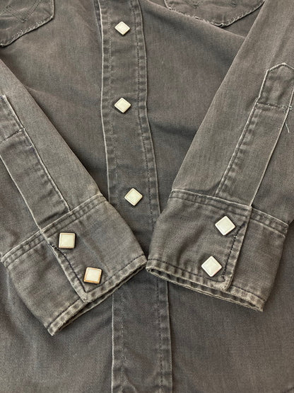 【中古品】【メンズ】 Wrangler ラングラー BLUEBELL 60S STUDS SHIRT BLACK 縦ベル スタッズ シャツ 長袖シャツ メンズ ウエスタンシャツ 146-250205-em-22-min サイズ：16 カラー：ブラック 万代Net店