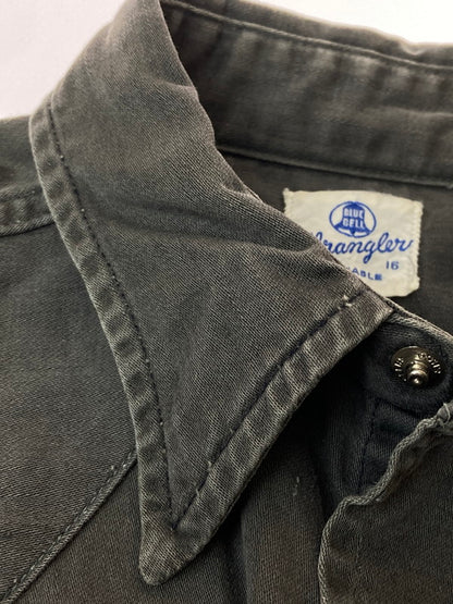 【中古品】【メンズ】 Wrangler ラングラー BLUEBELL 60S STUDS SHIRT BLACK 縦ベル スタッズ シャツ 長袖シャツ メンズ ウエスタンシャツ 146-250205-em-22-min サイズ：16 カラー：ブラック 万代Net店