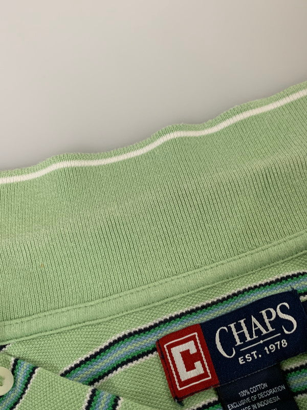 【中古品】【メンズ】 CHAPS チャップス BORDER SS POLO SHIRT ボーダーショートスリーブ ポロシャツ トップス 146-260409-SH-24-min サイズ：XL カラー：ライトグリーン 万代Net店