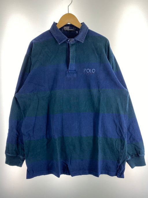 【中古品】【メンズ】 POLO RALPH LAUREN ポロ・ラルフローレン 長袖 ラガーシャツ トップス  146-250218-jt-13-min サイズ：L カラー：ネイビー/モスグリーン 万代Net店