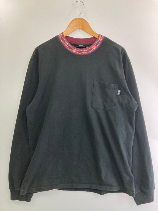 【現状渡し品】【メンズ】 STUSSY ステューシー MOCK NECK POCKET LS TEE Tシャツ トップス 142-250209-ks-89-min サイズ：L カラー：ブラック 万代Net店