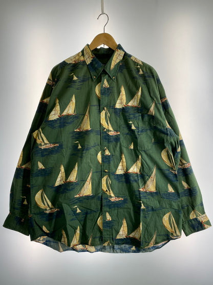【中古品】【メンズ】 NAUTICA ノーティカ YACHT ALL OVER GRAPHIC SHIRT ヨット オールオーバー グラフィック プリント シャツ 長袖トップス 146-250221-me-16-min サイズ：XL カラー：グリーン系 万代Net店