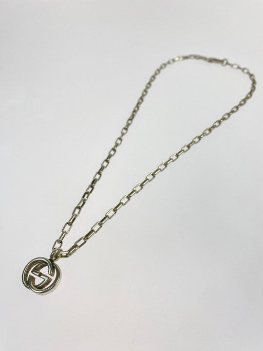 【中古品】【メンズ/レディース】 GUCCI グッチ 190484 J8400 8106 インターロッキングG ネックレス アクセサリー 182-250216-AS-23-min カラー：シルバー 万代Net店