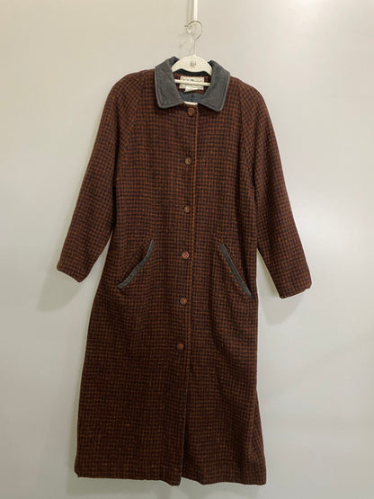 【現状渡し品】【レディース】 L.L.BEAN エルエルビーン 70S-80S USA製 千鳥格子 ロングコート 70年代 80年代 D614 ヴィンテージ アウター 169-260918-hu-30-min サイズ：S カラー：ブラウン/ブラック（千鳥格子） 万代Net店