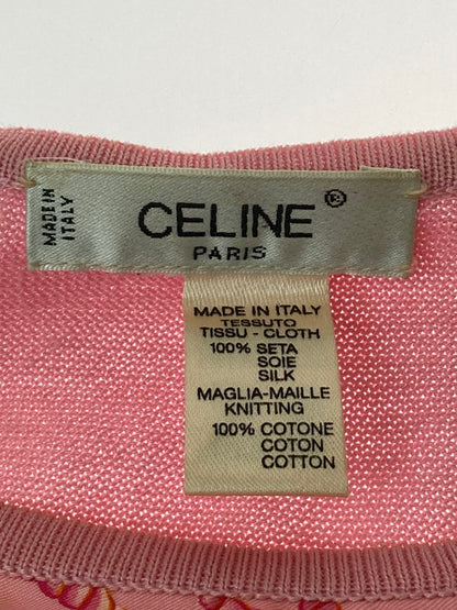 【中古品】【レディース】 CELINE セリーヌ S/S CUT AND SEW シルク ニット ショートスリーブ カットソー 半袖 トップス 170-250212-yn-04-min サイズ：44 カラー：ピンク 万代Net店