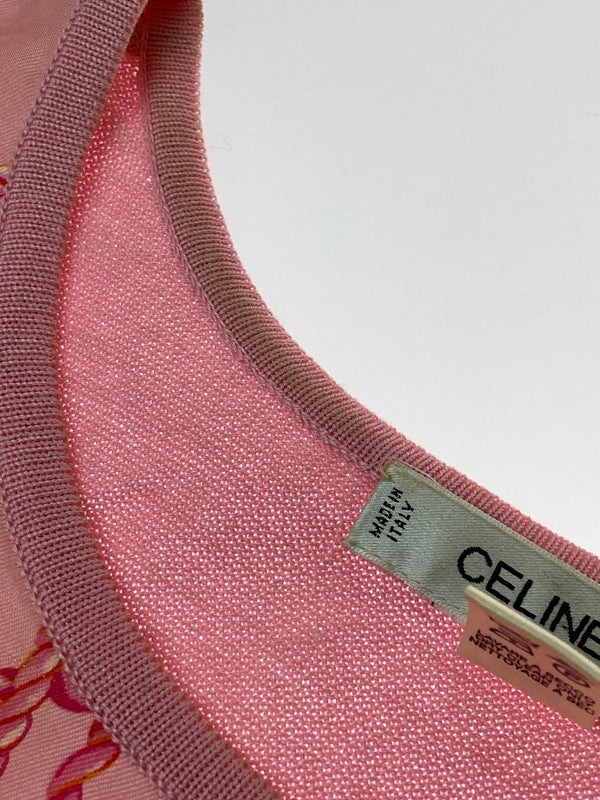 【中古品】【レディース】 CELINE セリーヌ S/S CUT AND SEW シルク ニット ショートスリーブ カットソー 半袖 トップス 170-250212-yn-04-min サイズ：44 カラー：ピンク 万代Net店