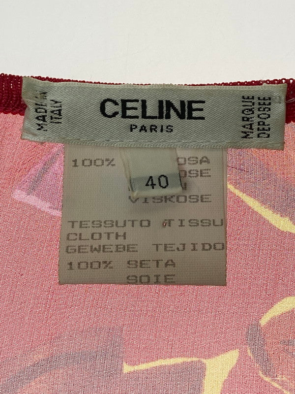 【中古品】【レディース】 CELINE セリーヌ RAYON S/S CUT AND SEW レーヨン シースルー ショートスリーブ カットソー トップス 170-250212-yn-05-min サイズ：40 カラー：レッド 万代Net店