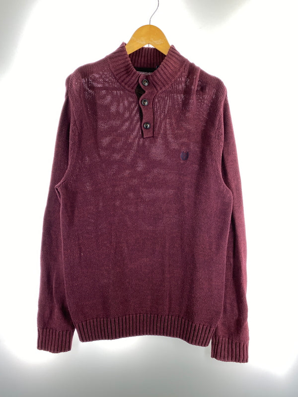 【現状渡し品】【メンズ】 CHAPS チャップス エルボーパッチ LS COTTON KNIT ロングスリーブ コットンニット メンズ トップス 146-260617-KS-23-min サイズ：L カラー：ボルドー 万代Net店