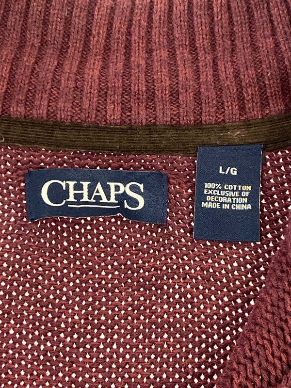 【現状渡し品】【メンズ】 CHAPS チャップス エルボーパッチ LS COTTON KNIT ロングスリーブ コットンニット メンズ トップス 146-260617-KS-23-min サイズ：L カラー：ボルドー 万代Net店