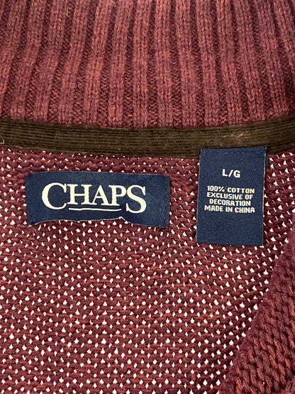 【現状渡し品】【メンズ】 CHAPS チャップス エルボーパッチ LS COTTON KNIT ロングスリーブ コットンニット メンズ トップス 146-260617-KS-23-min サイズ：L カラー：ボルドー 万代Net店