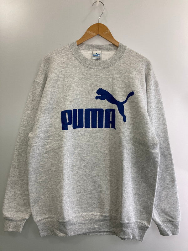 【中古品】【メンズ】  OLD PUMA オールド ピューマ LS LOGO SWEAT SHIRT USA製 長袖 ロゴ スウェット シャツ メンズ トレーナー アメリカ製 146-250219-em-04-min サイズ：L カラー：グレー 万代Net店