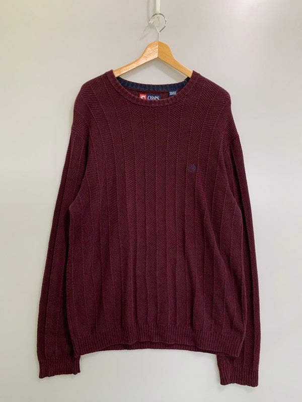 【中古品】【メンズ】 CHAPS チャップス POLO RALPH LAUREN ラルフローレン LS COTTON KNIT ロングスリーブ コットンニット トップス 146-260409-SH-25-min サイズ：L カラー：ワインレッド 万代Net店