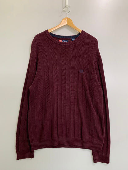 【中古品】【メンズ】 CHAPS チャップス POLO RALPH LAUREN ラルフローレン LS COTTON KNIT ロングスリーブ コットンニット トップス 146-260409-SH-25-min サイズ：L カラー：ワインレッド 万代Net店