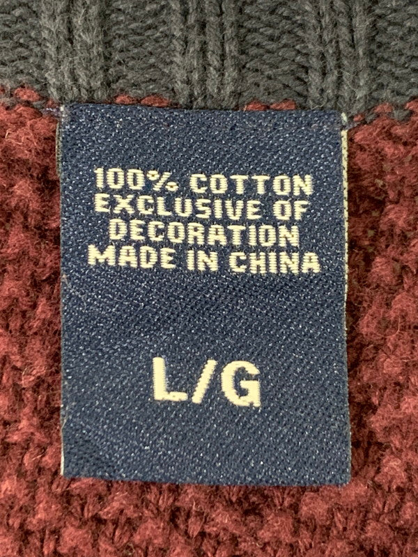 【中古品】【メンズ】 CHAPS チャップス POLO RALPH LAUREN ラルフローレン LS COTTON KNIT ロングスリーブ コットンニット トップス 146-260409-SH-25-min サイズ：L カラー：ワインレッド 万代Net店