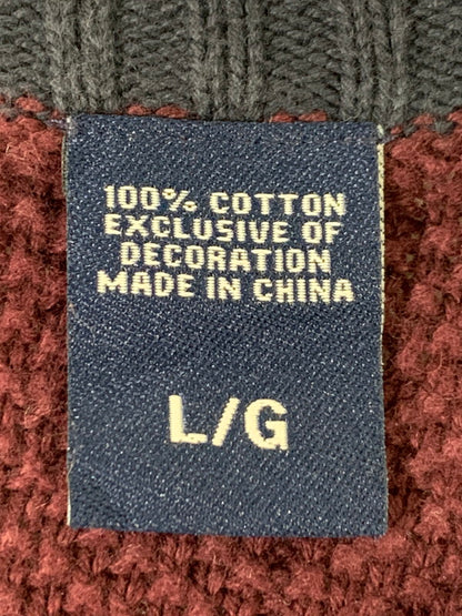 【中古品】【メンズ】 CHAPS チャップス POLO RALPH LAUREN ラルフローレン LS COTTON KNIT ロングスリーブ コットンニット トップス 146-260409-SH-25-min サイズ：L カラー：ワインレッド 万代Net店