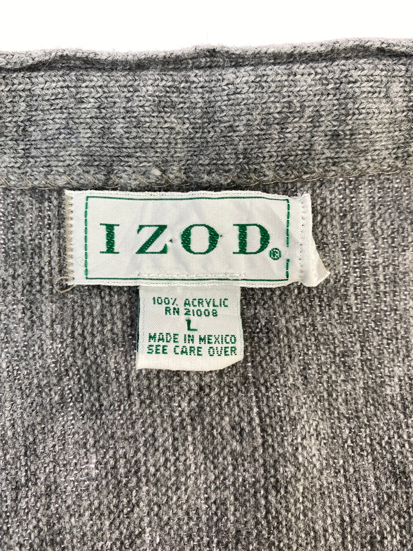【現状渡し品】【メンズ】 IZOD アイゾッド メキシコ製 LS ACRYLIC CARDIGAN ロングスリーブ アクリル カーディガン メンズ トップス 146-260617-KS-26-min サイズ：L カラー：グレー 万代Net店