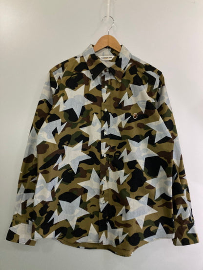 【中古品】【メンズ】 A BATHING APE アベイシングエイプ CAMO STAR SHIRT カモスターシャツ 長袖シャツ トップス 142-250218-yn-16-min サイズ：XL カラー：カモフラージュ 万代Net店