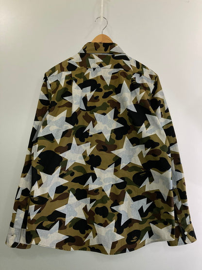 【中古品】【メンズ】 A BATHING APE アベイシングエイプ CAMO STAR SHIRT カモスターシャツ 長袖シャツ トップス 142-250218-yn-16-min サイズ：XL カラー：カモフラージュ 万代Net店