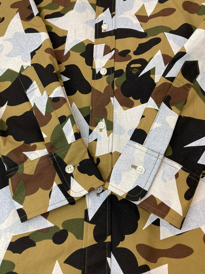 【中古品】【メンズ】 A BATHING APE アベイシングエイプ CAMO STAR SHIRT カモスターシャツ 長袖シャツ トップス 142-250218-yn-16-min サイズ：XL カラー：カモフラージュ 万代Net店