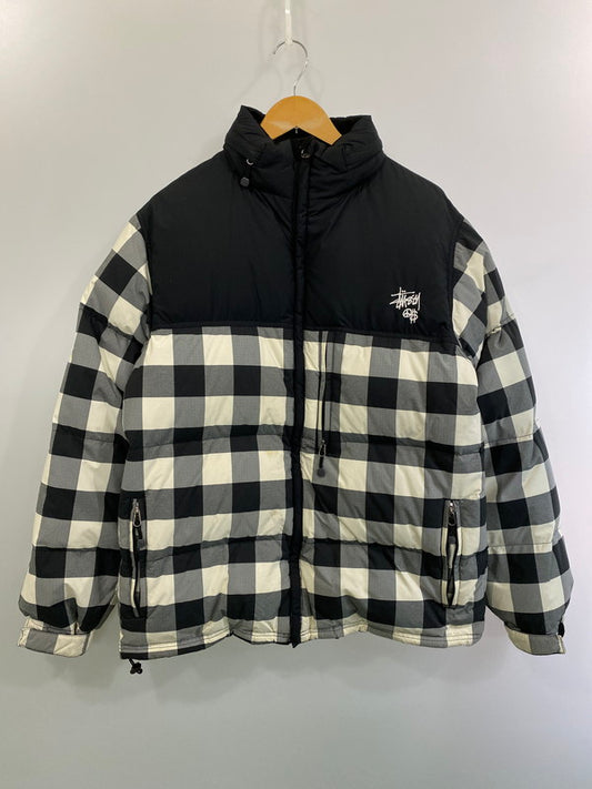 【中古品】【メンズ】  OLD STUSSY オールドステューシー BLOCK CHECK DOWN JACKET ダウンジャケット 142-250215-ks-47-min サイズ：L カラー：ブラック/ホワイト 万代Net店