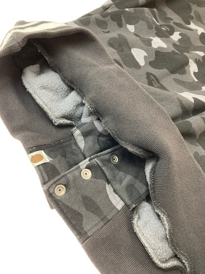 【中古品】【メンズ】 A BATHING APE アベイシングエイプ CAMO SWEAT STADIUM JACKET カモ スウェット スタジアムジャケット アウター 142-250218-yn-17-min サイズ：L カラー：ブラック/グレー 万代Net店