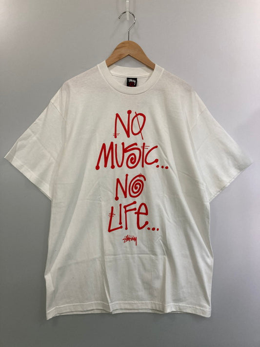 【中古品】【メンズ】  STUSSY ×TOWER RECORDS ステューシー × タワーレコード NO MUSIC NO LIFE TEE 半袖Tシャツ トップス 142-250215-ks-23-min サイズ：XL カラー：ホワイト 万代Net店